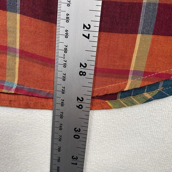J.Crew Indian Madras Popover Shirt M Classic Fit Plaid Cotton Short Sleeve - Picture 9 of 10